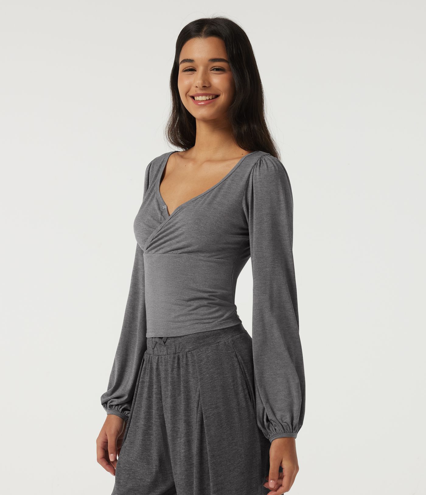 V Neck Long Sleeve Casual T-Shirt