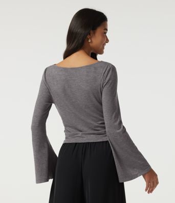 Cowl Neck Flounce Long Sleeve Casual T-Shirt Cowl Neck Flounce Long Sleeve Casual T-Shirt