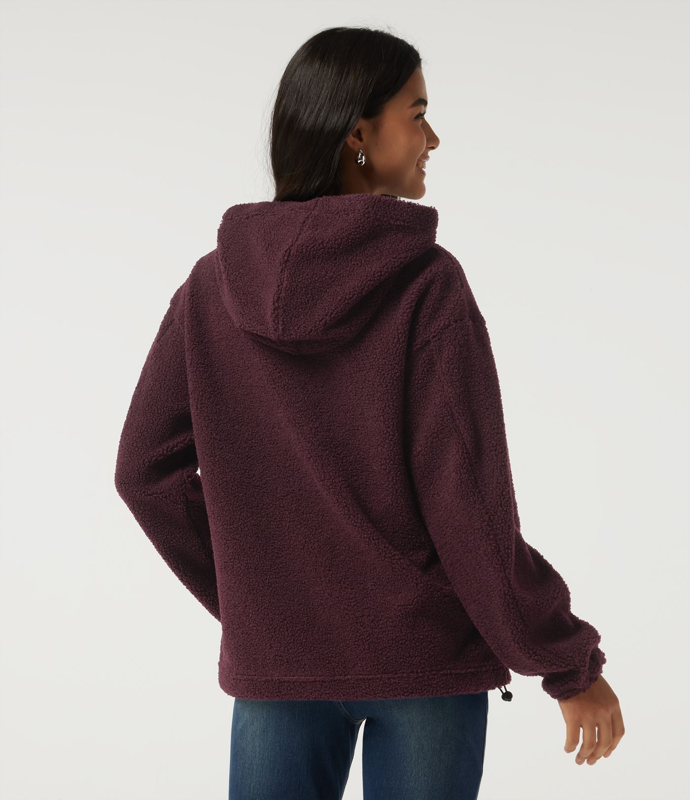 Hooded Long Sleeve Fleece Casual Sweatshirt with Pockets