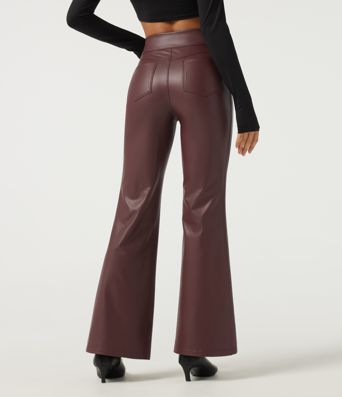 Hoch geschnittene, ausgestellte Freizeithose mit Kontrastnetz, dehnbarem PU-Fleece und Taschen