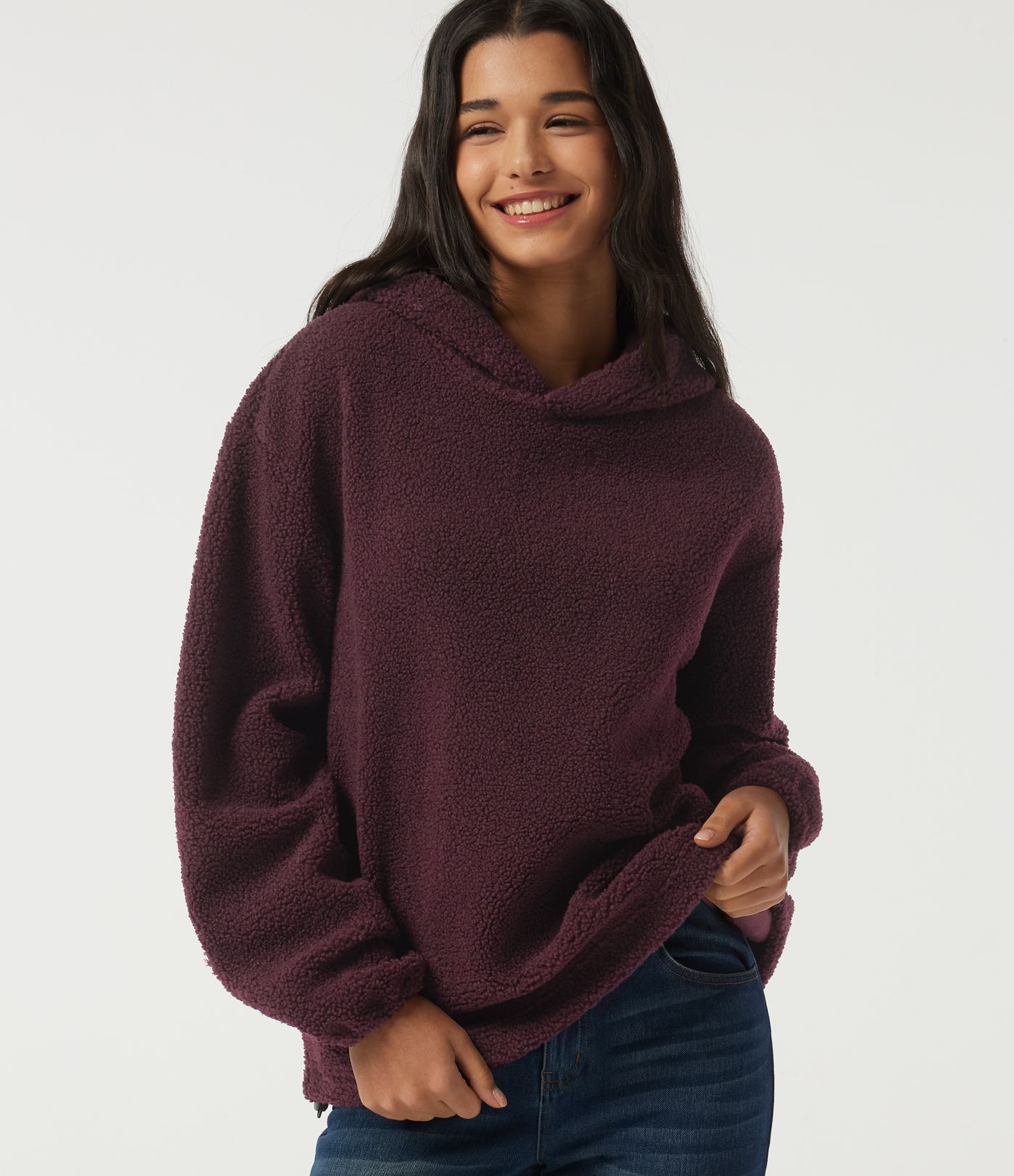 Hooded Long Sleeve Fleece Casual Sweatshirt with Pockets