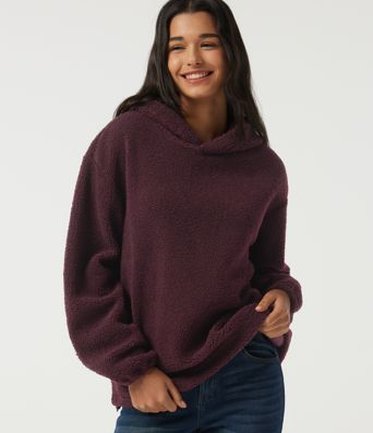Hooded Long Sleeve Fleece Casual Sweatshirt with Pockets