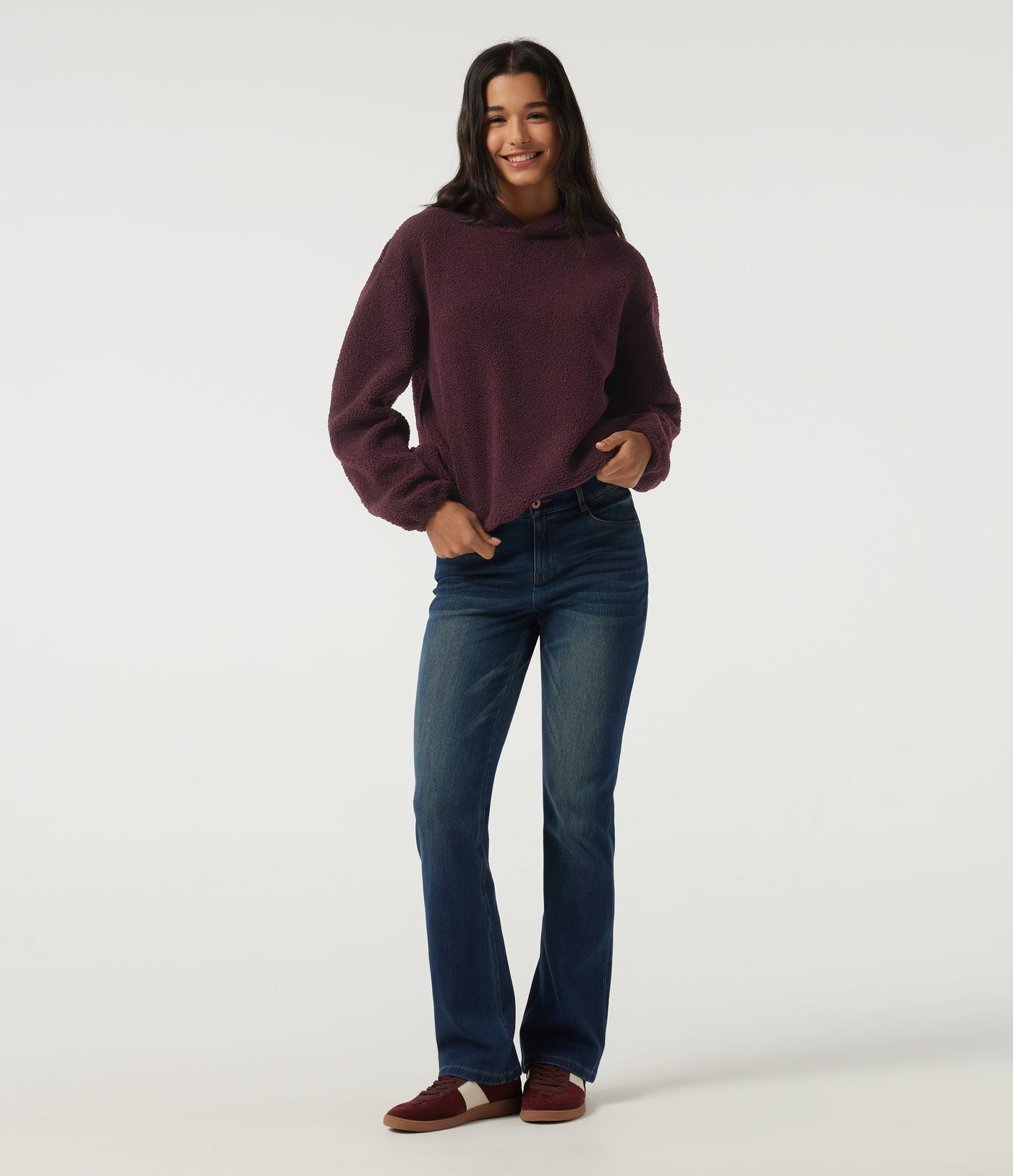 Hooded Long Sleeve Fleece Casual Sweatshirt with Pockets