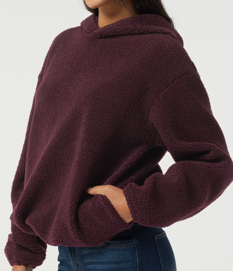 Hooded Long Sleeve Fleece Casual Sweatshirt with Pockets
