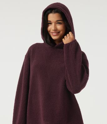 Hooded Long Sleeve Fleece Casual Sweatshirt with Pockets