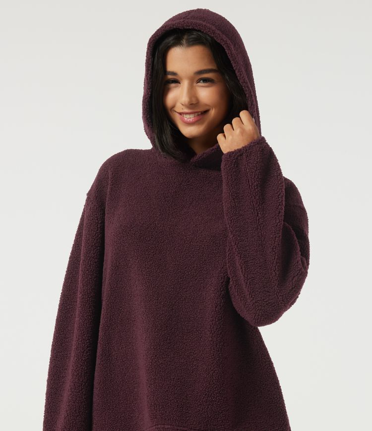 Hooded Long Sleeve Fleece Casual Sweatshirt with Pockets