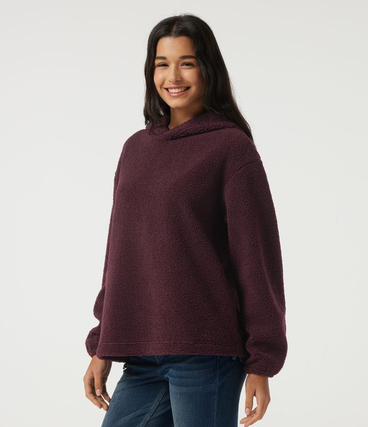 Hooded Long Sleeve Fleece Casual Sweatshirt with Pockets