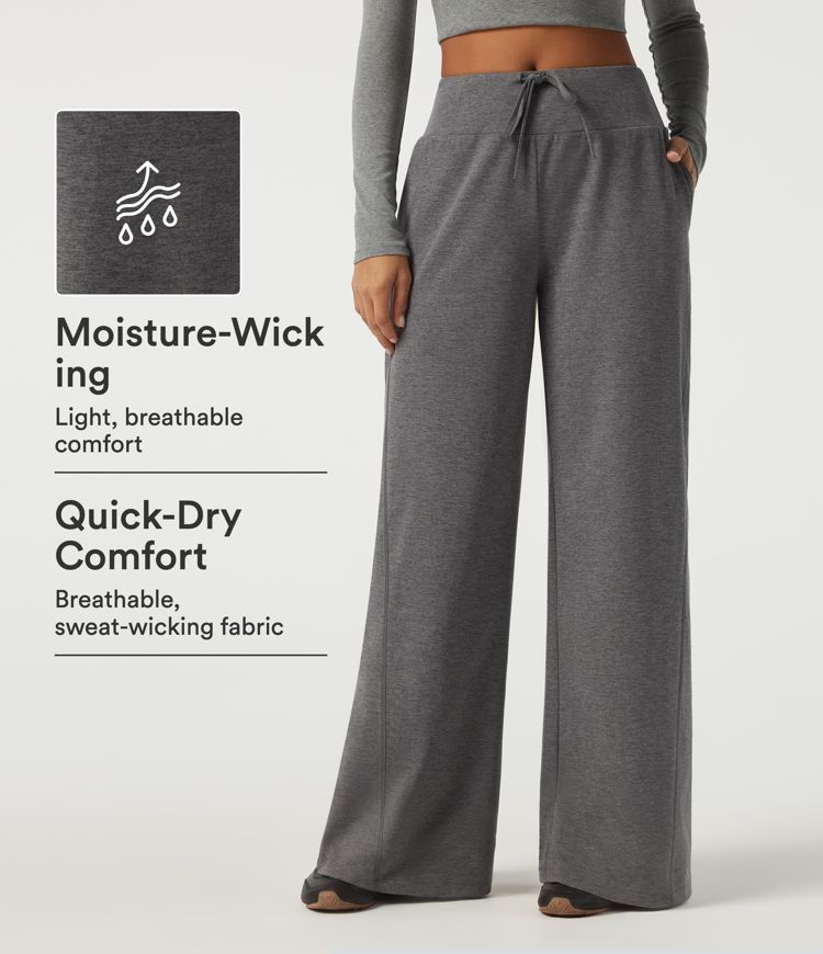 Mid Rise Drawstring Baggy Quick Dry Casual Sweatpants with Pockets Mid Rise Drawstring Baggy Quick Dry Casual Sweatpants with Pockets