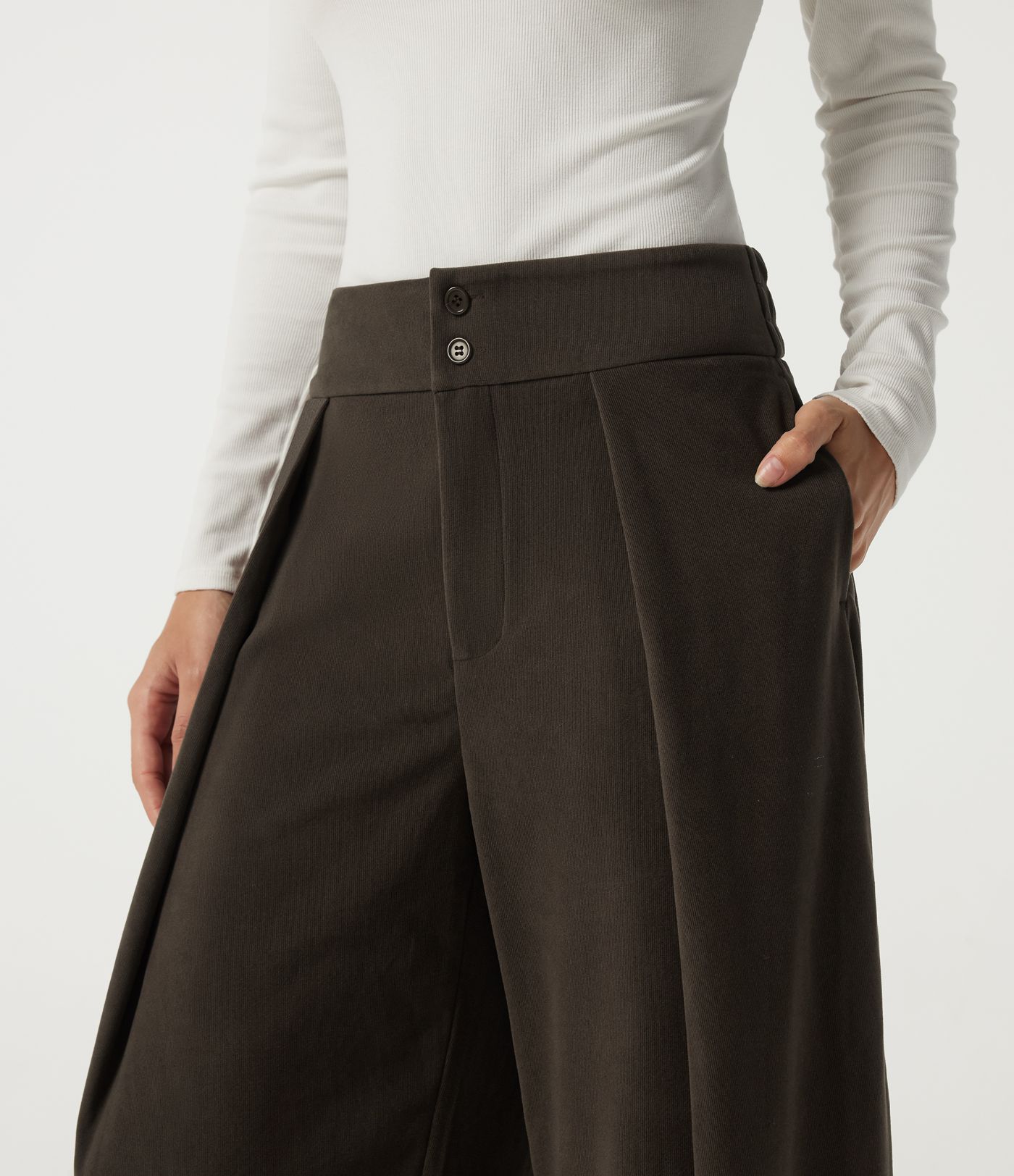 High Waisted Barrel Leg Corduroy Casual Pants with Pockets High Waisted Barrel Leg Corduroy Casual Pants with Pockets
