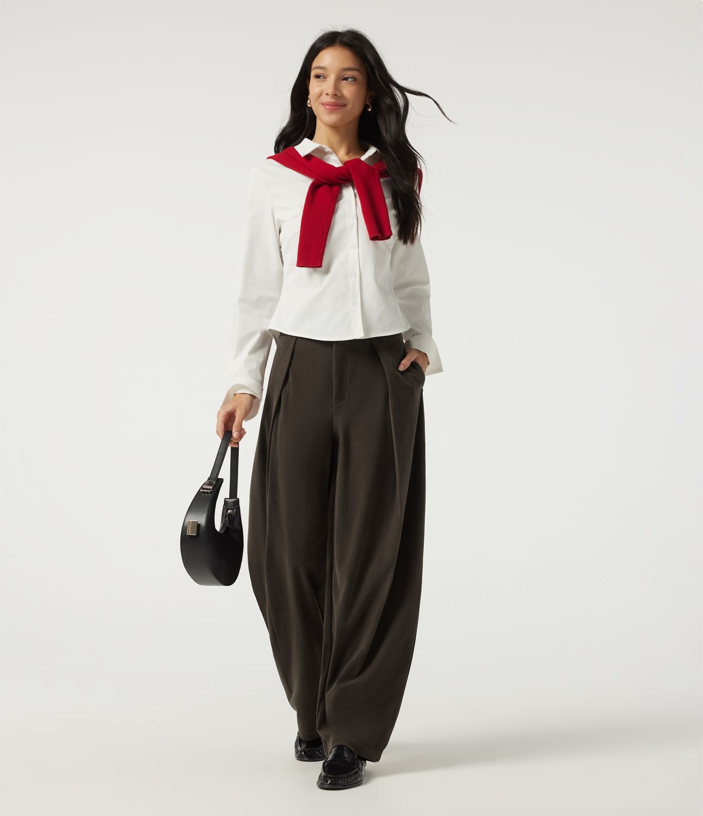 High Waisted Barrel Leg Corduroy Casual Pants with Pockets High Waisted Barrel Leg Corduroy Casual Pants with Pockets