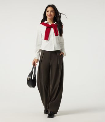 High Waisted Barrel Leg Corduroy Casual Pants with Pockets High Waisted Barrel Leg Corduroy Casual Pants with Pockets