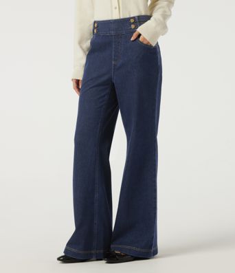 Halara Flex™ High Waisted Casual Cotton Flare Jeans with Pockets 