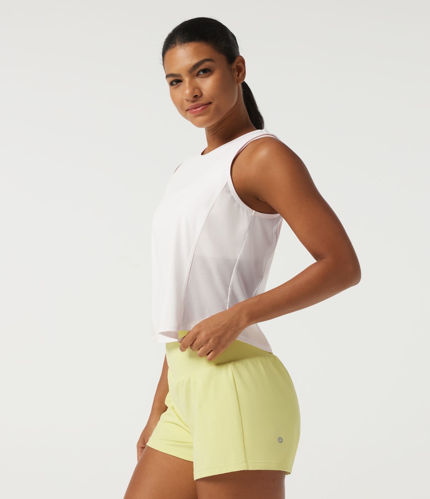 SoftlyZero™ Airy InstantCool Round neck Contrast Mesh Curved Hem Running Tank Top