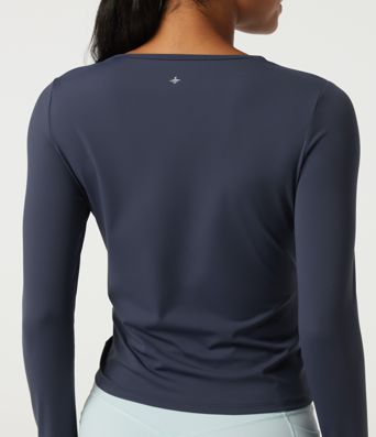 SoftlyZero™ Airy Round Neck Long Sleeve Ruched InstantCool Yoga Sports Top