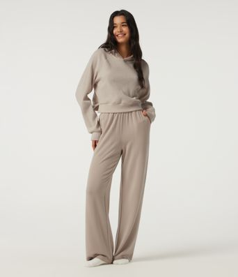 High Waisted Straight Leg Lounge Pants with Pockets High Waisted Straight Leg Lounge Pants with Pockets