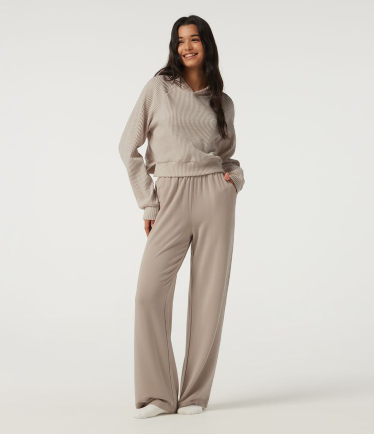 High Waisted Straight Leg Lounge Pants with Pockets High Waisted Straight Leg Lounge Pants with Pockets