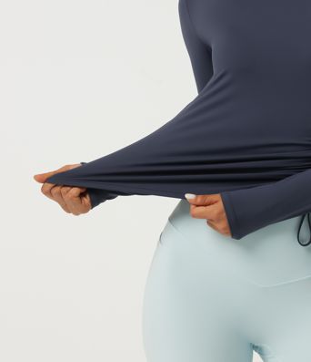 SoftlyZero™ Airy Round Neck Long Sleeve Ruched InstantCool Yoga Sports Top