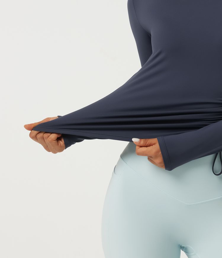 SoftlyZero™ Airy Round Neck Long Sleeve Ruched InstantCool Yoga Sports Top