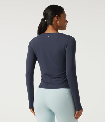 SoftlyZero™ Airy Round Neck Long Sleeve Ruched InstantCool Yoga Sports Top