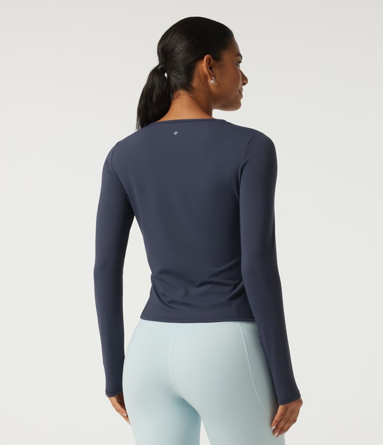 SoftlyZero™ Airy Round Neck Long Sleeve Ruched InstantCool Yoga Sports Top