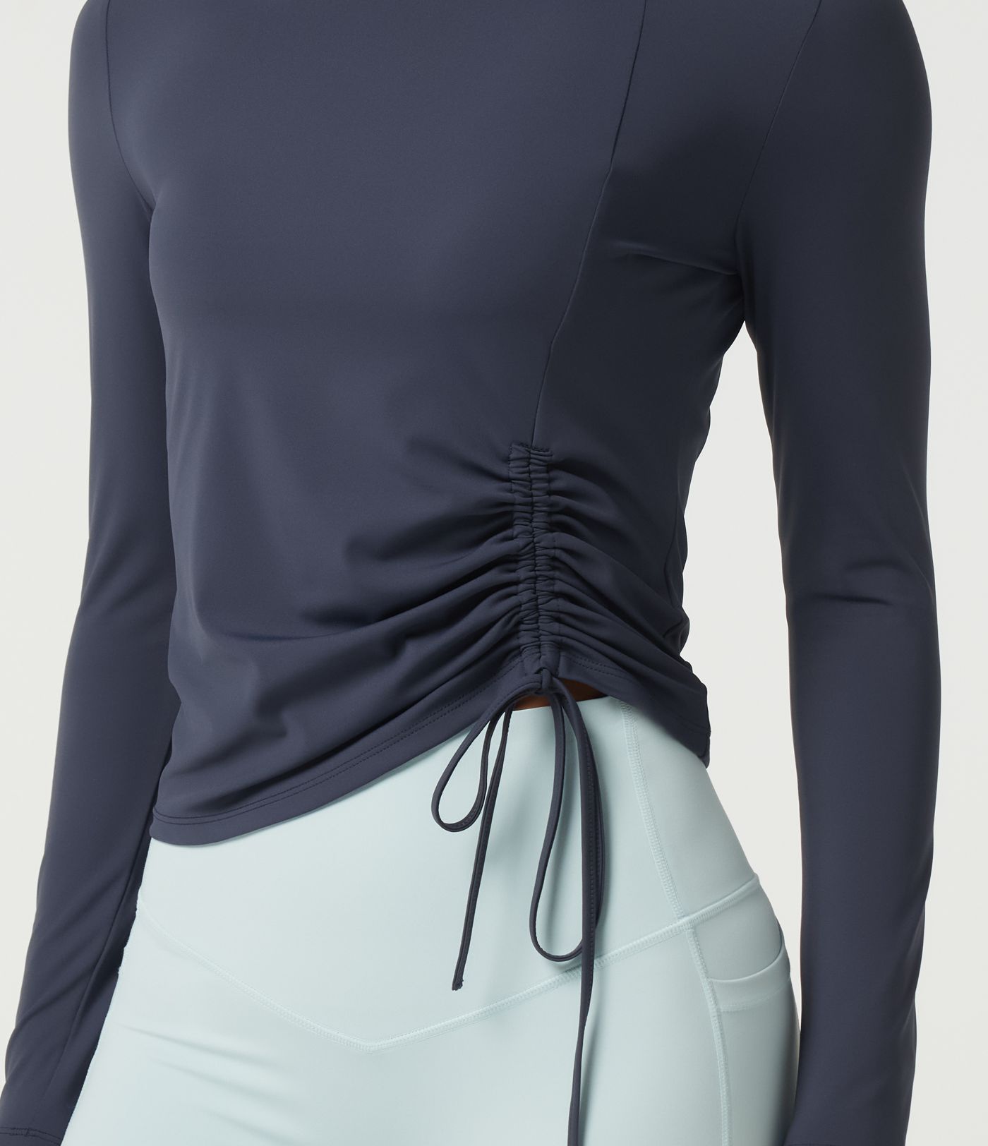 SoftlyZero™ Airy Round Neck Long Sleeve Ruched InstantCool Yoga Sports Top