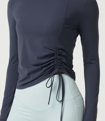 SoftlyZero™ Airy Round Neck Long Sleeve Ruched InstantCool Yoga Sports Top