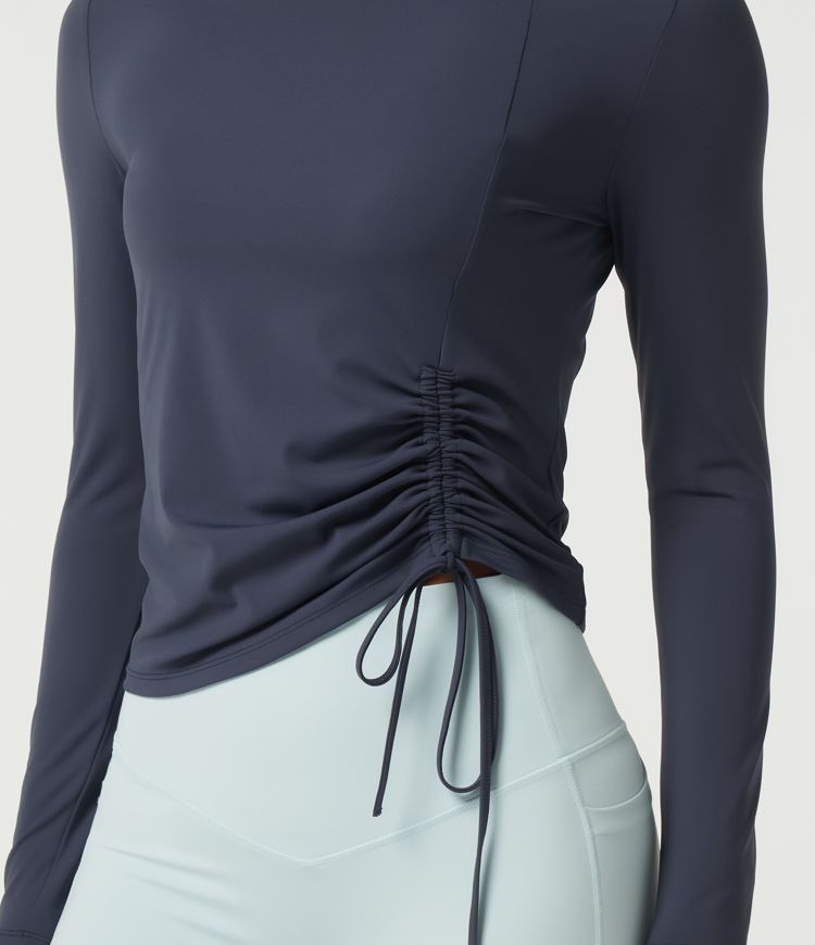 SoftlyZero™ Airy Round Neck Long Sleeve Ruched InstantCool Yoga Sports Top