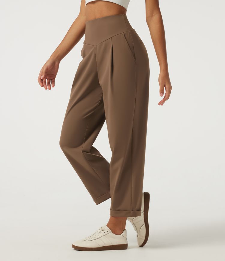 Halara Flex™ DayStretch High Waisted Tapered Rolled Hem Work Pants with Pockets Halara Flex™ DayStretch High Waisted Tapered Rolled Hem Work Pants with Pockets