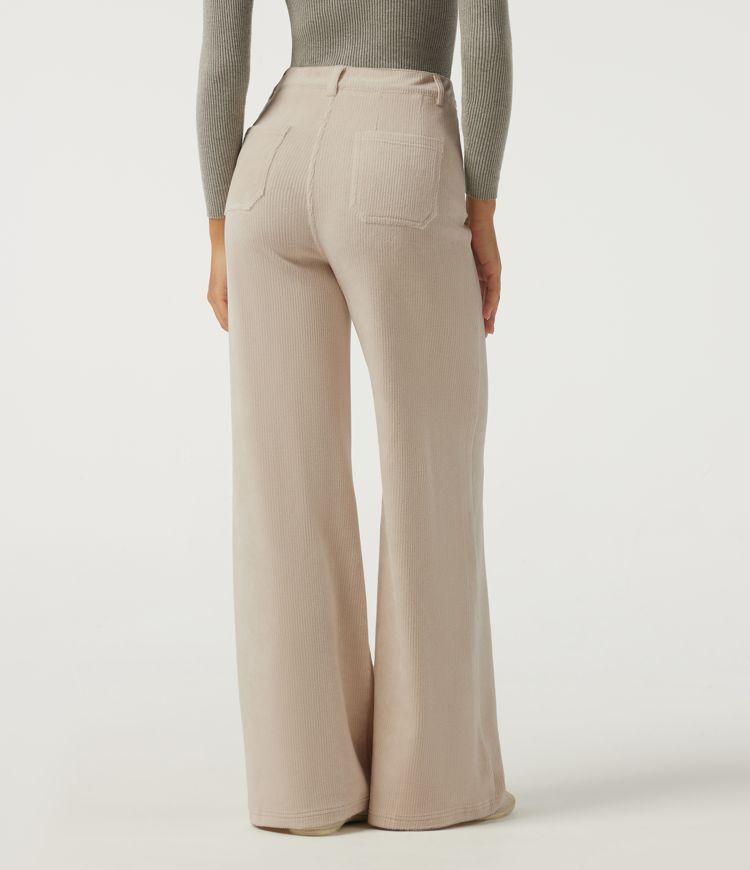 High Waisted Tummy Control Wide Leg Corduroy Casual Pants with Pockets High Waisted Tummy Control Wide Leg Corduroy Casual Pants with Pockets