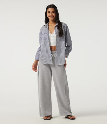 Mid Rise Drawstring Barrel Leg Fleece Casual Sweatpants with Pockets Mid Rise Drawstring Barrel Leg Fleece Casual Sweatpants with Pockets