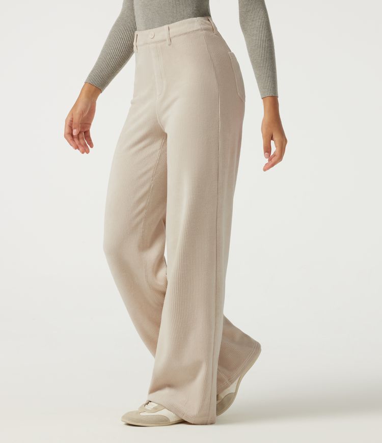 High Waisted Tummy Control Wide Leg Corduroy Casual Pants with Pockets High Waisted Tummy Control Wide Leg Corduroy Casual Pants with Pockets