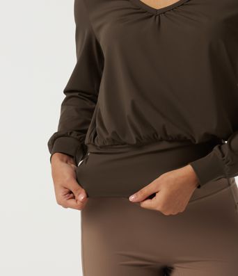 SoftlyZero™ Airy V Neck Long Sleeve Ruched InstantCool Yoga Sports Top SoftlyZero™ Airy V Neck Long Sleeve Ruched InstantCool Yoga Sports Top