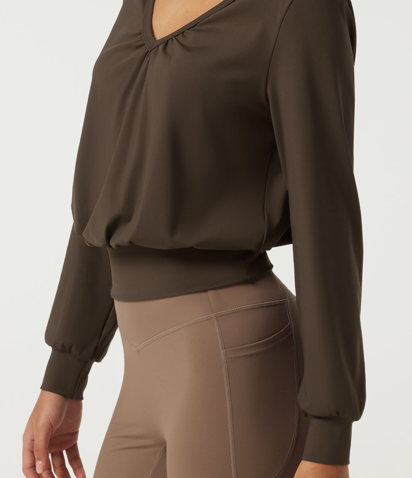 SoftlyZero™ Airy V Neck Long Sleeve Ruched InstantCool Yoga Sports Top SoftlyZero™ Airy V Neck Long Sleeve Ruched InstantCool Yoga Sports Top