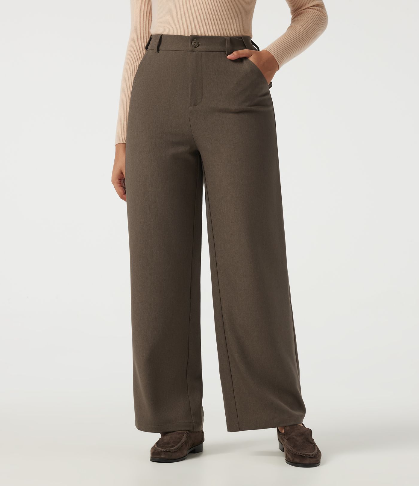 High Waisted Straight Leg Work Pants with Pockets High Waisted Straight Leg Work Pants with Pockets
