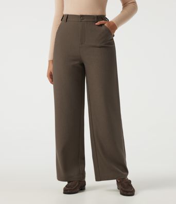 High Waisted Straight Leg Work Pants with Pockets High Waisted Straight Leg Work Pants with Pockets