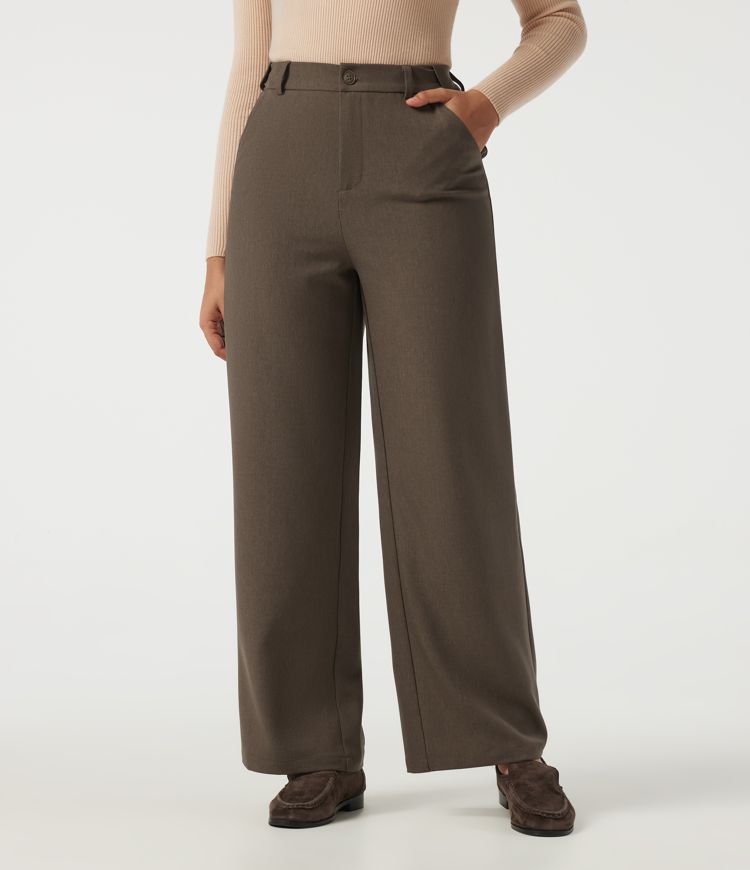 High Waisted Straight Leg Work Pants with Pockets High Waisted Straight Leg Work Pants with Pockets