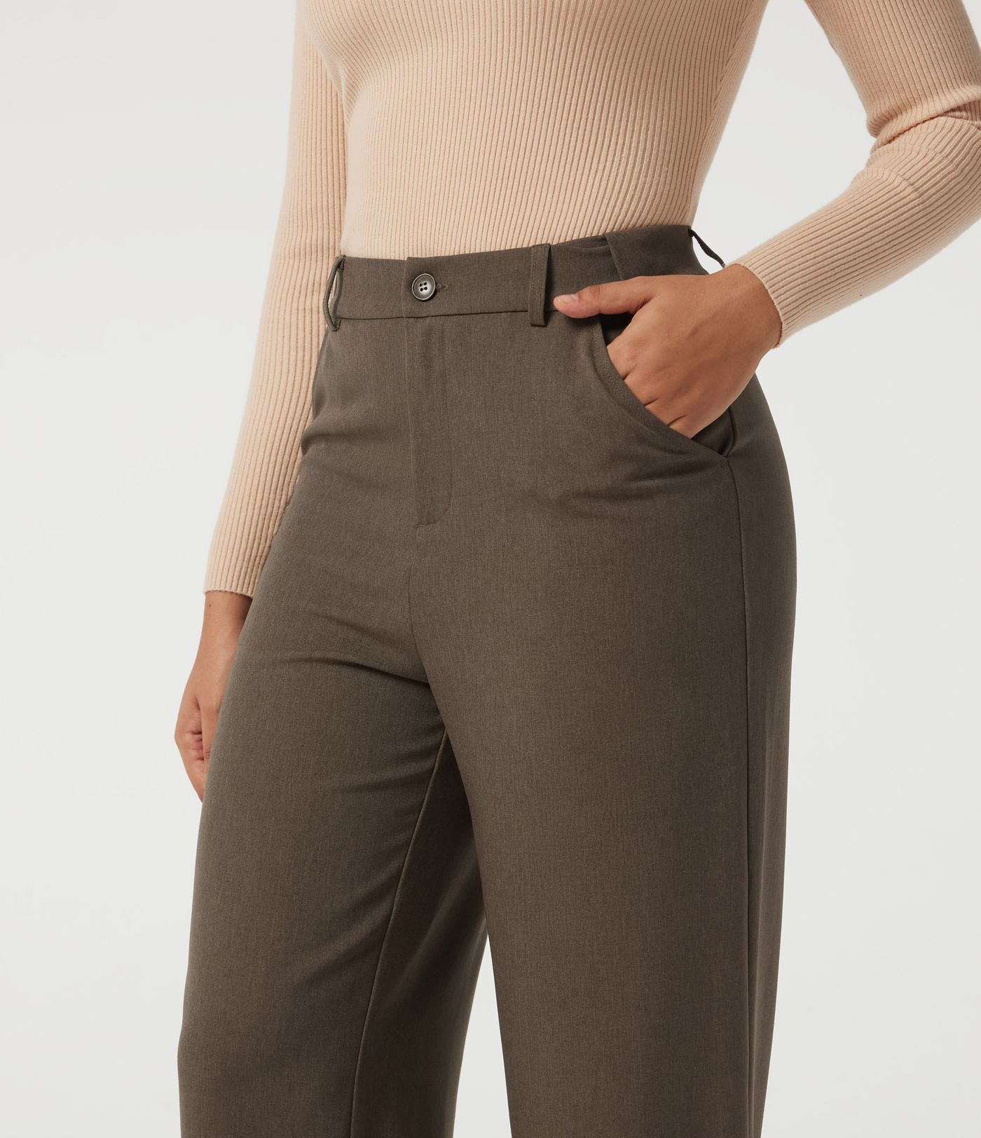 High Waisted Straight Leg Work Pants with Pockets High Waisted Straight Leg Work Pants with Pockets