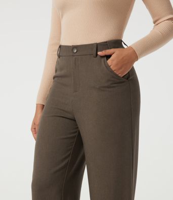High Waisted Straight Leg Work Pants with Pockets High Waisted Straight Leg Work Pants with Pockets