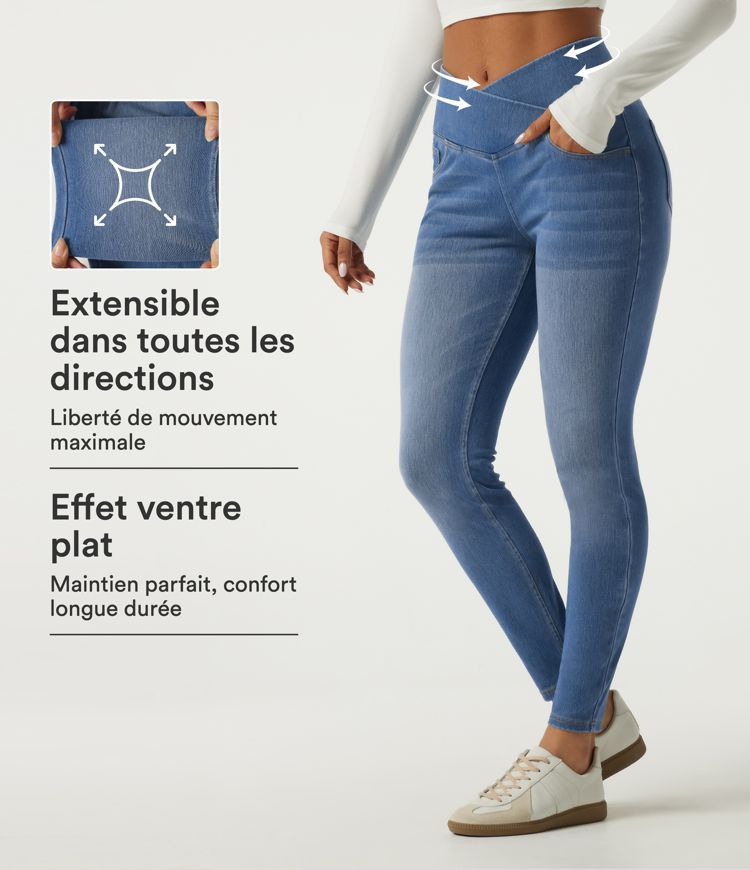 Jean skinny gainant Halara Flex™ taille haute croisée avec poches