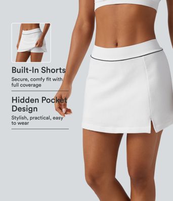 Mid Rise A-Line OneForm Seamless Mini Skort with Built-in Shorts and Pocket Mid Rise A-Line OneForm Seamless Mini Skort with Built-in Shorts and Pocket