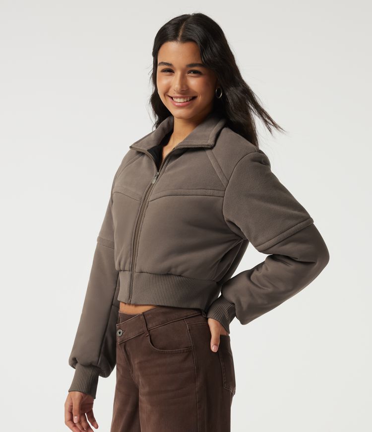 Stand Collar Long Sleeve Casual Padded Jacket