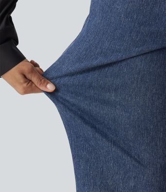 Halara Flex™ High Waisted Tapered Casual Cotton Jeans with Pockets Halara Flex™ High Waisted Tapered Casual Cotton Jeans with Pockets