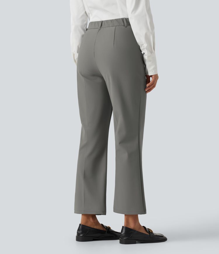 Wrinkle Recovery High Waisted Work Bootcut Pants with Pockets