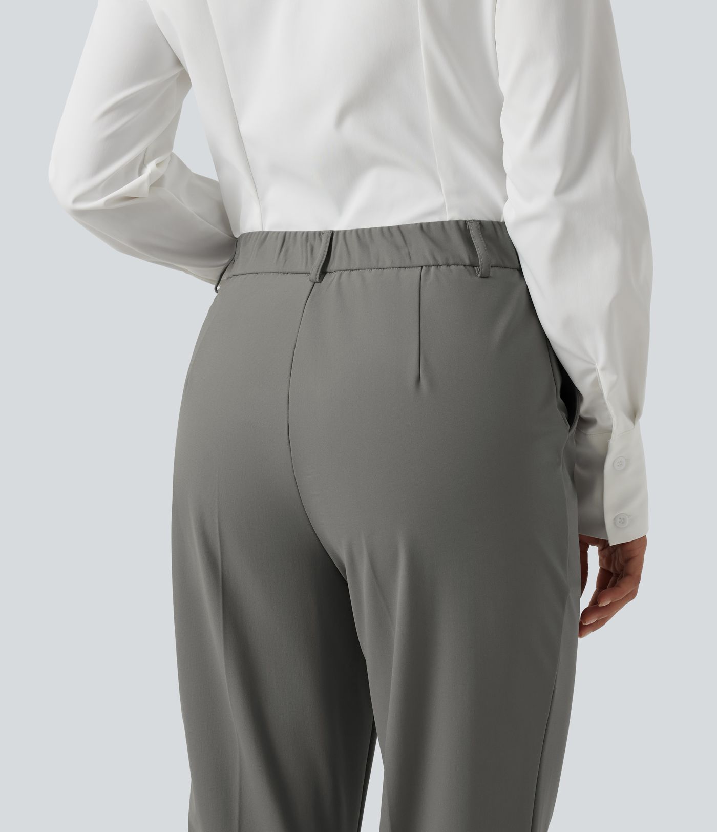 Wrinkle Recovery High Waisted Work Bootcut Pants with Pockets