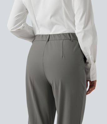 Wrinkle Recovery High Waisted Work Bootcut Pants with Pockets