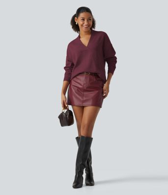 V Neck Long Sleeve Work Sweater