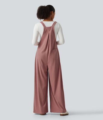 Sleeveless Pleated Corduroy Casual Overalls with Pockets Sleeveless Pleated Corduroy Casual Overalls with Pockets