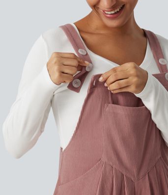 Sleeveless Pleated Corduroy Casual Overalls with Pockets Sleeveless Pleated Corduroy Casual Overalls with Pockets