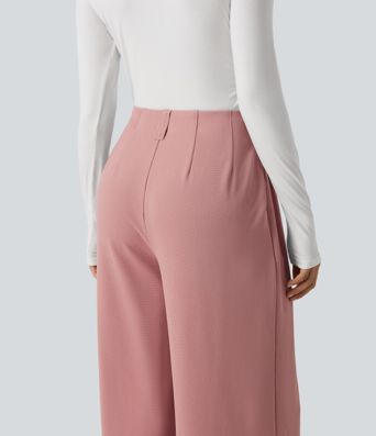 Halara Flex™ pantalon de travail en tissu gaufré, taille mi-haute, coupe large, avec poches Halara Flex™ pantalon de travail en tissu gaufré, taille mi-haute, coupe large, avec poches