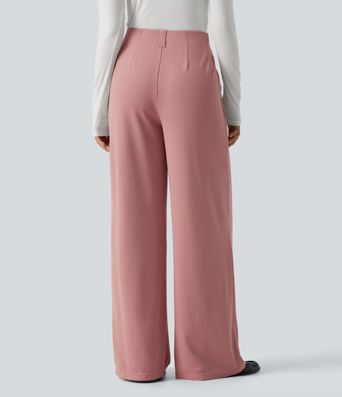 Halara Flex™ pantalon de travail en tissu gaufré, taille mi-haute, coupe large, avec poches Halara Flex™ pantalon de travail en tissu gaufré, taille mi-haute, coupe large, avec poches